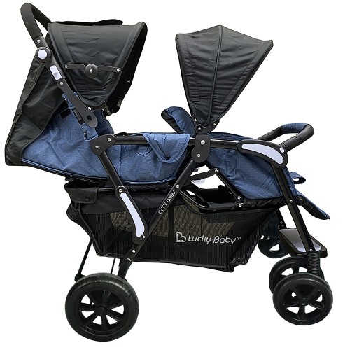 Lucky baby City Dou™ Plus Twin Stroller - Denim Blue / Denim Grey